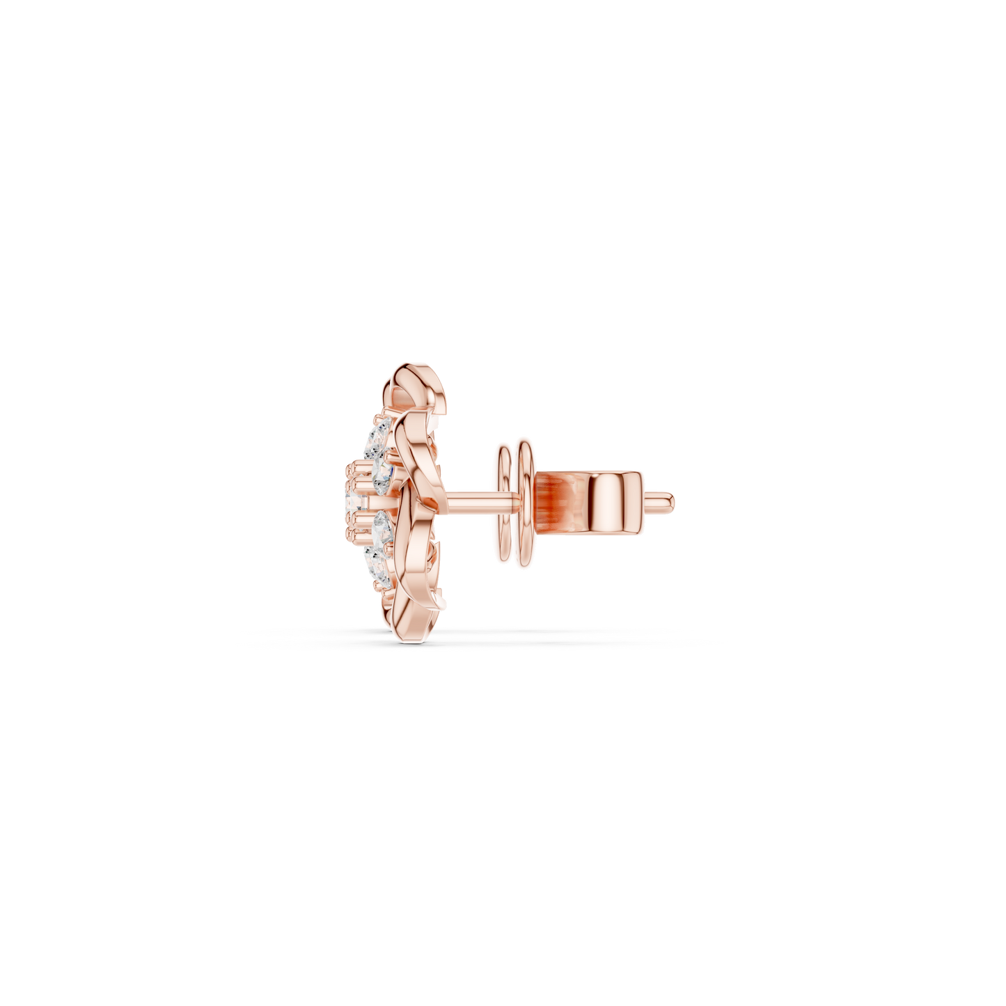 Floral Diamond Stud Earrings in 14K Gold | Luxury Flower Design Diamond Earrings for Women | Rareform Diamond Blossom Studs | Sculptural Luxury Earrings