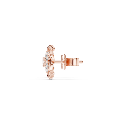 Floral Diamond Stud Earrings in 14K Gold | Luxury Flower Design Diamond Earrings for Women | Rareform Diamond Blossom Studs | Sculptural Luxury Earrings