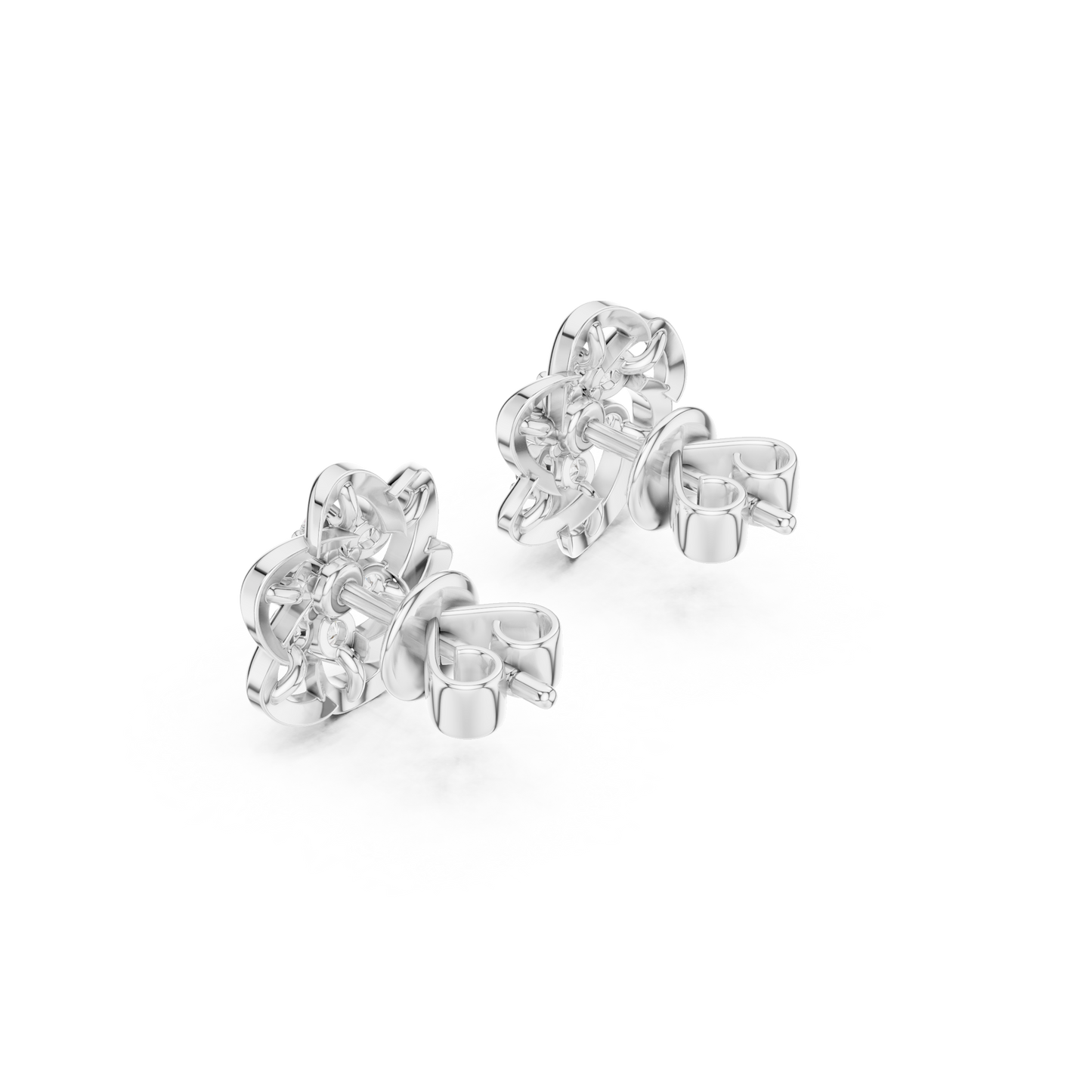 Floral Diamond Stud Earrings in 14K Gold | Luxury Flower Design Diamond Earrings for Women | Rareform Diamond Blossom Studs | Sculptural Luxury Earrings