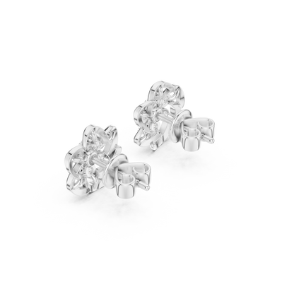 Floral Diamond Stud Earrings in 14K Gold | Luxury Flower Design Diamond Earrings for Women | Rareform Diamond Blossom Studs | Sculptural Luxury Earrings