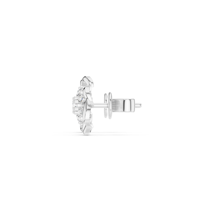 Floral Diamond Stud Earrings in 14K Gold | Luxury Flower Design Diamond Earrings for Women | Rareform Diamond Blossom Studs | Sculptural Luxury Earrings