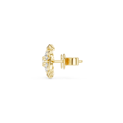 Floral Diamond Stud Earrings in 14K Gold | Luxury Flower Design Diamond Earrings for Women | Rareform Diamond Blossom Studs | Sculptural Luxury Earrings