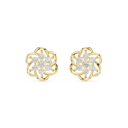Floral Diamond Stud Earrings in 14K Gold | Luxury Flower Design Diamond Earrings for Women | Rareform Diamond Blossom Studs | Sculptural Luxury Earrings