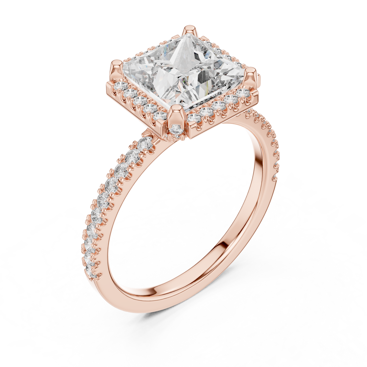 Hand Model Wearing 14K Gold Princess Cut Lab Grown Diamond Ring Showing Scale And Fit For Modern Engagement Ring Inspiration Gallery
