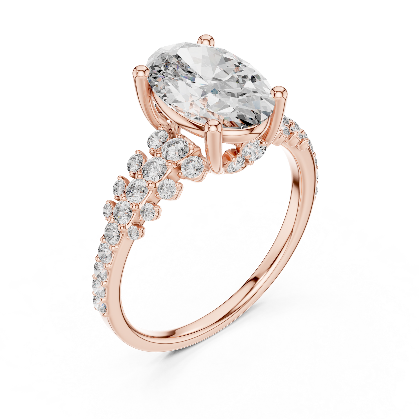 Hand Model Wearing Oval Lab Grown Diamond Ring 2 Carat Center Stone Elegant Wedding Engagement Look