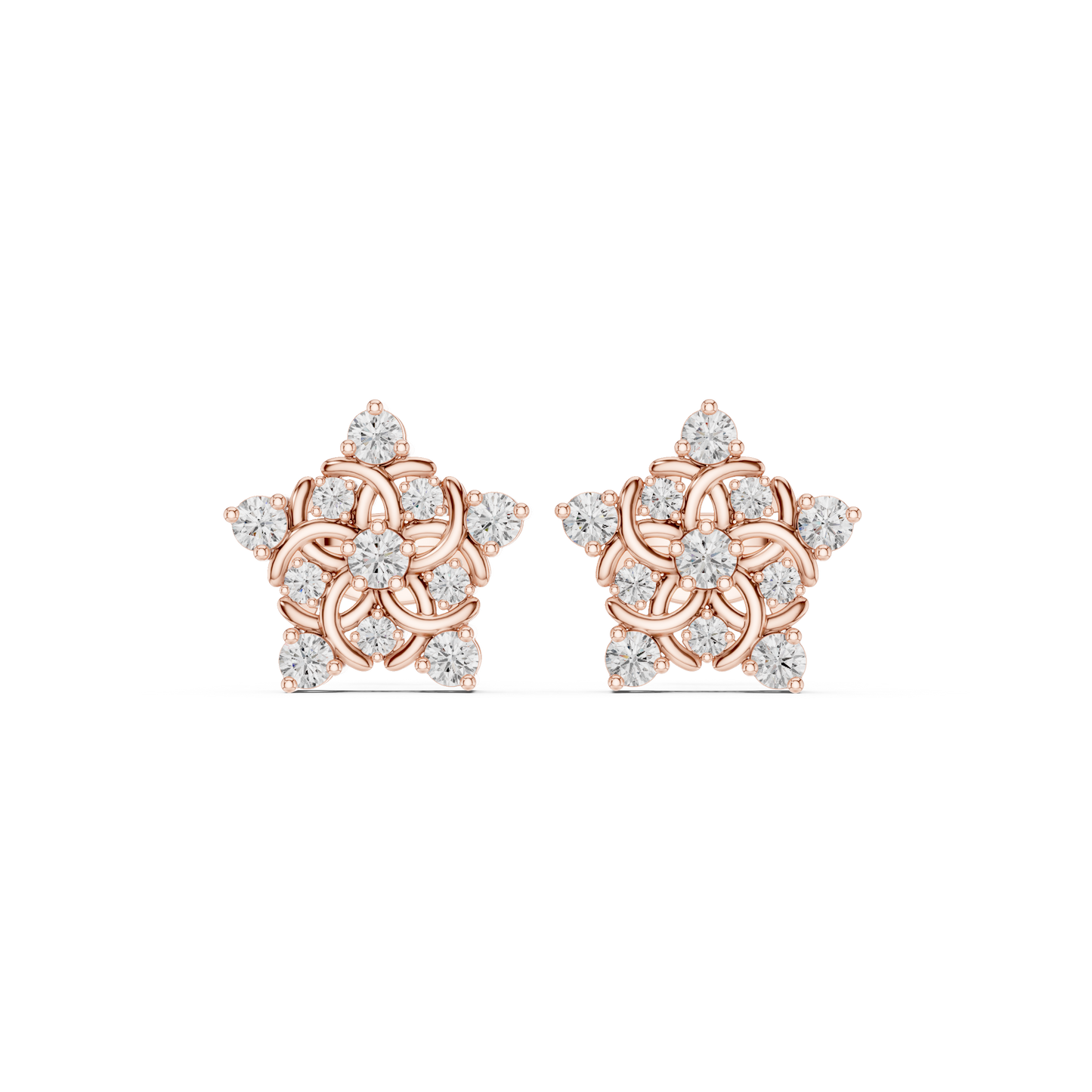 Handcrafted 14K Gold Flower Earrings With Lab Grown Diamonds Luxury Jewelry For Her