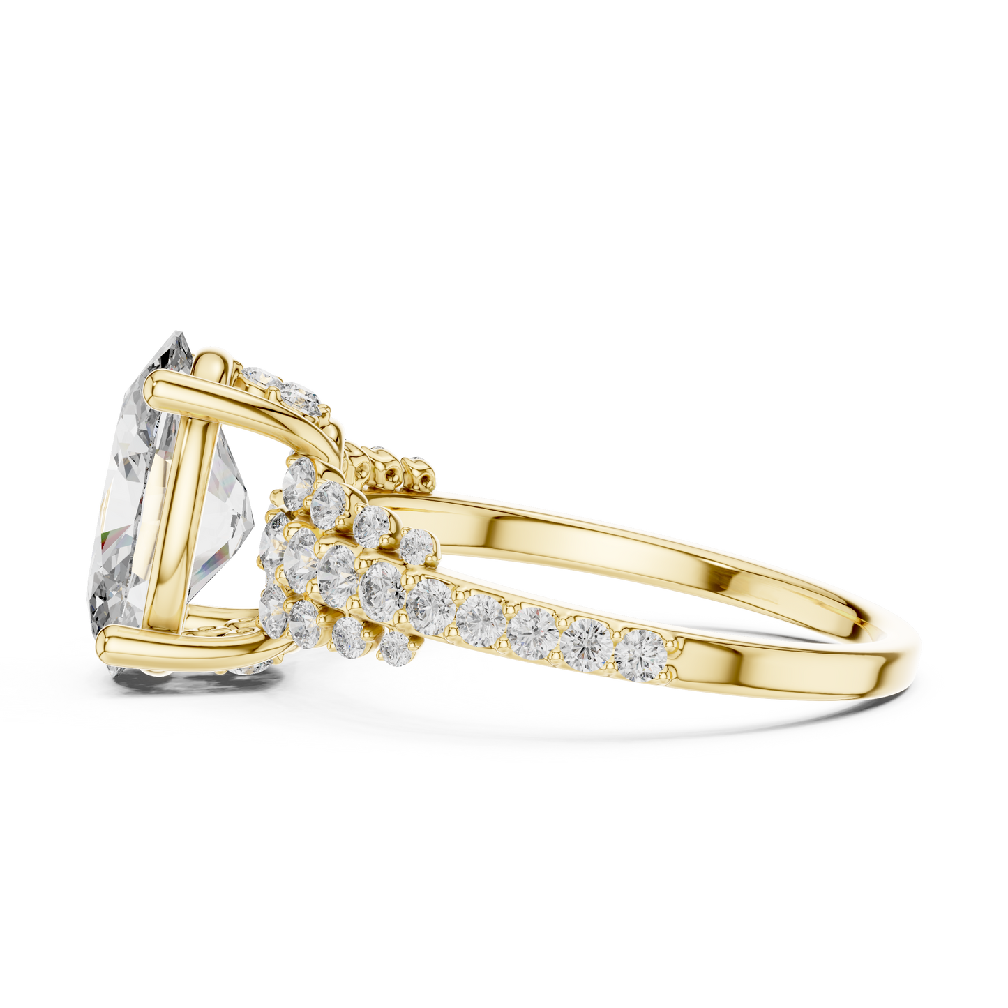 Handcrafted 14K Gold Oval Diamond Ring Design Workshop Artisan View Premium Jewelry Photography