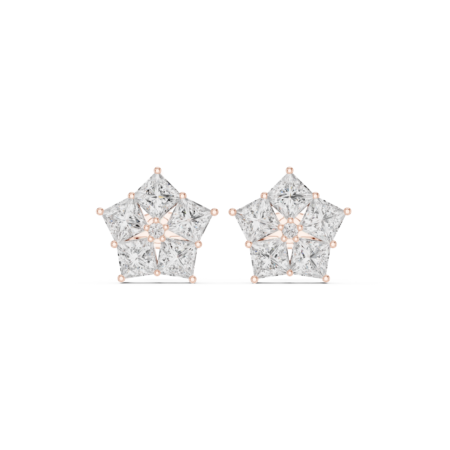 Handcrafted 14K Gold Princess Cut Lab Grown Diamond Earrings Secure Collet Setting Daily Wear Fine Jewelry Side Profile
