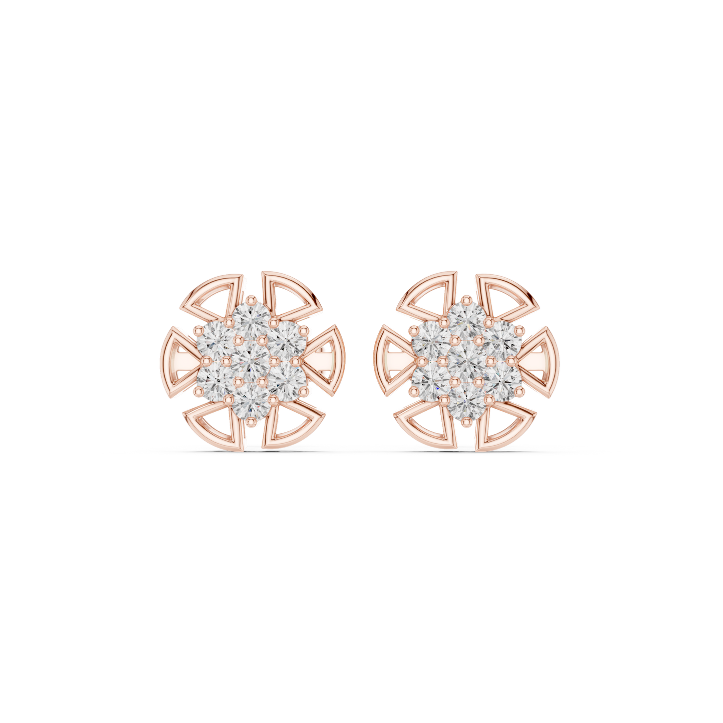 Handcrafted 14K Solid Gold Diamond Stud Earrings Side Profile Macro View Perfect For Luxury Gift Listings