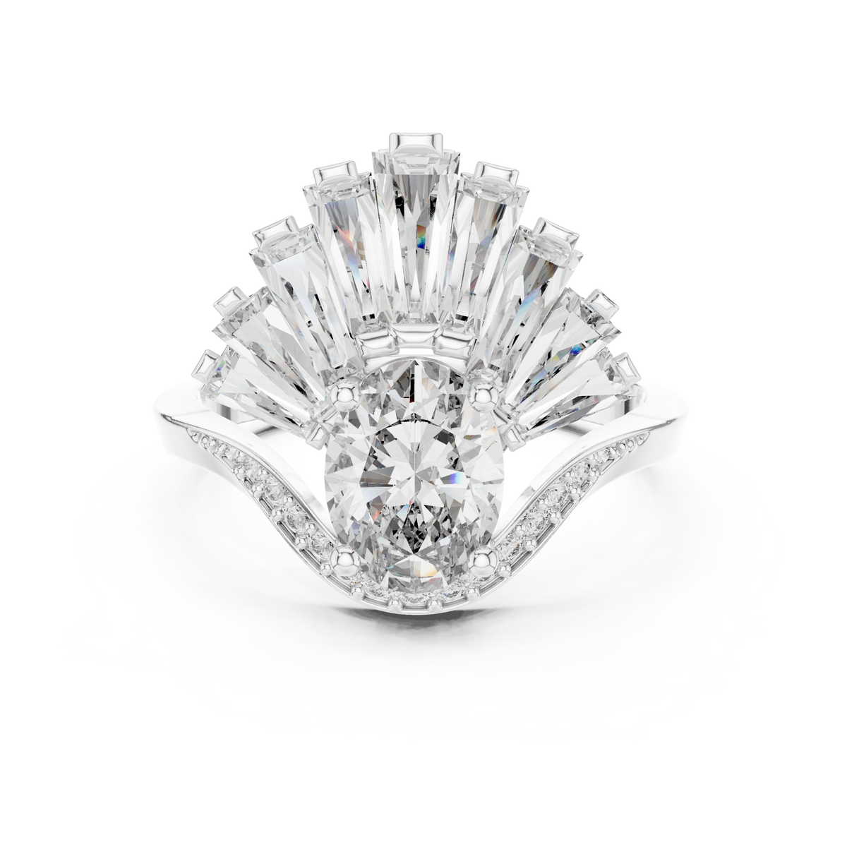 Handcrafted Fine Jewelry Ring 14K Solid Gold Lab Grown Diamond Moissanite Solid Gold Hallmark Quality Stamp Interior Band Curvature View moissanite ring bridal jewelry HB Prestige Jewels
