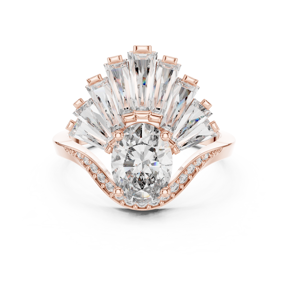 Handcrafted Fine Jewelry Ring 14K Solid Gold Lab Grown Diamond Moissanite Studio Front View High Resolution Central Stone Brilliance Showcase 14k gold ring lab diamond ring HB Prestige Jewels
