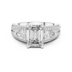 Handcrafted Fine Jewelry Ring Solid 14K Gold Lab Grown Diamond Solid Gold Hallmark Quality Stamp Interior Band Curvature View moissanite ring bridal jewelry HB Prestige Jewels
