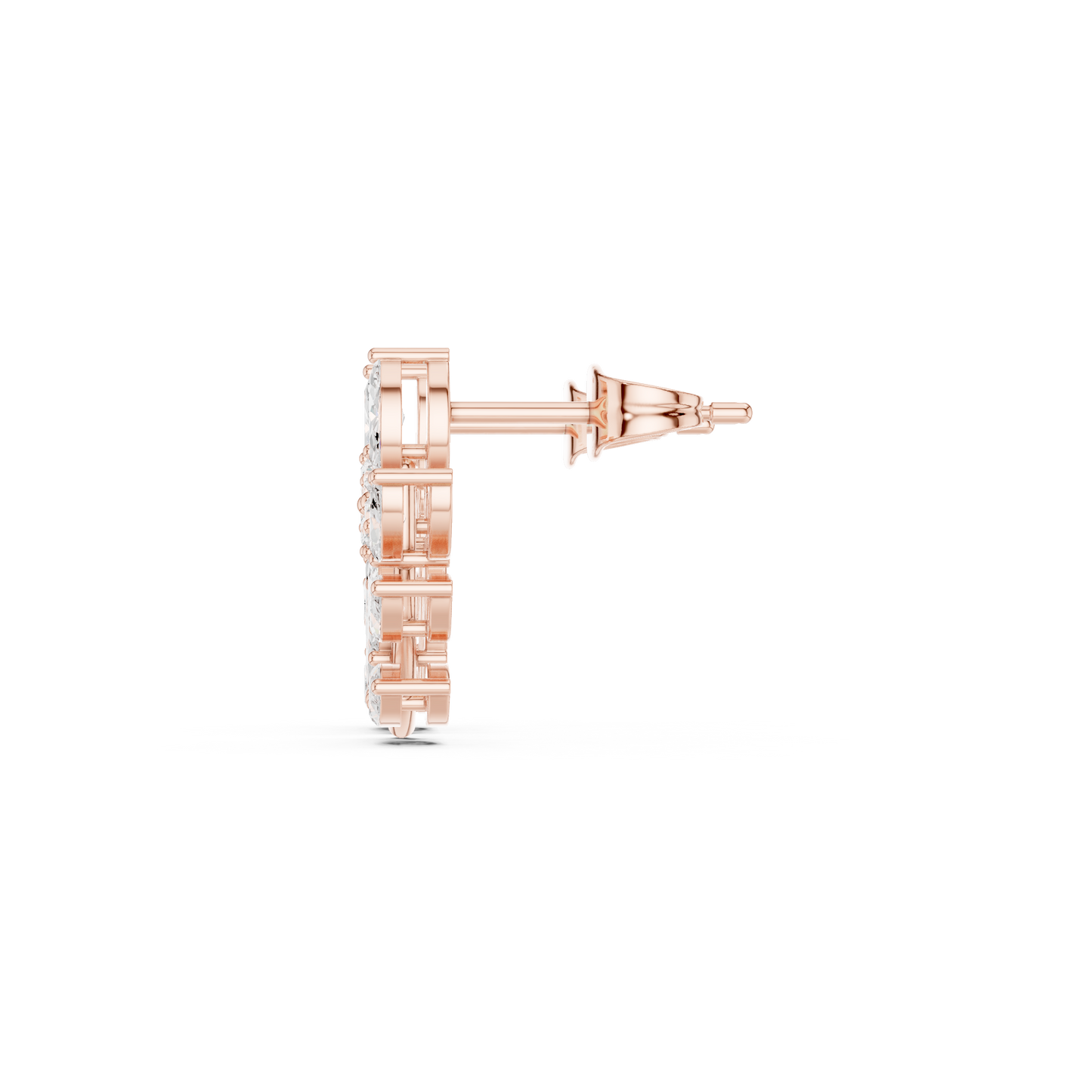 Handmade 14K Gold Leaf Inspired Diamond Stud Earrings For Daily Wear Sophisticated Modern Jewelry Piece