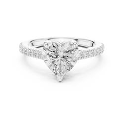 Heart Diamond Engagement Ring On Hand Model View