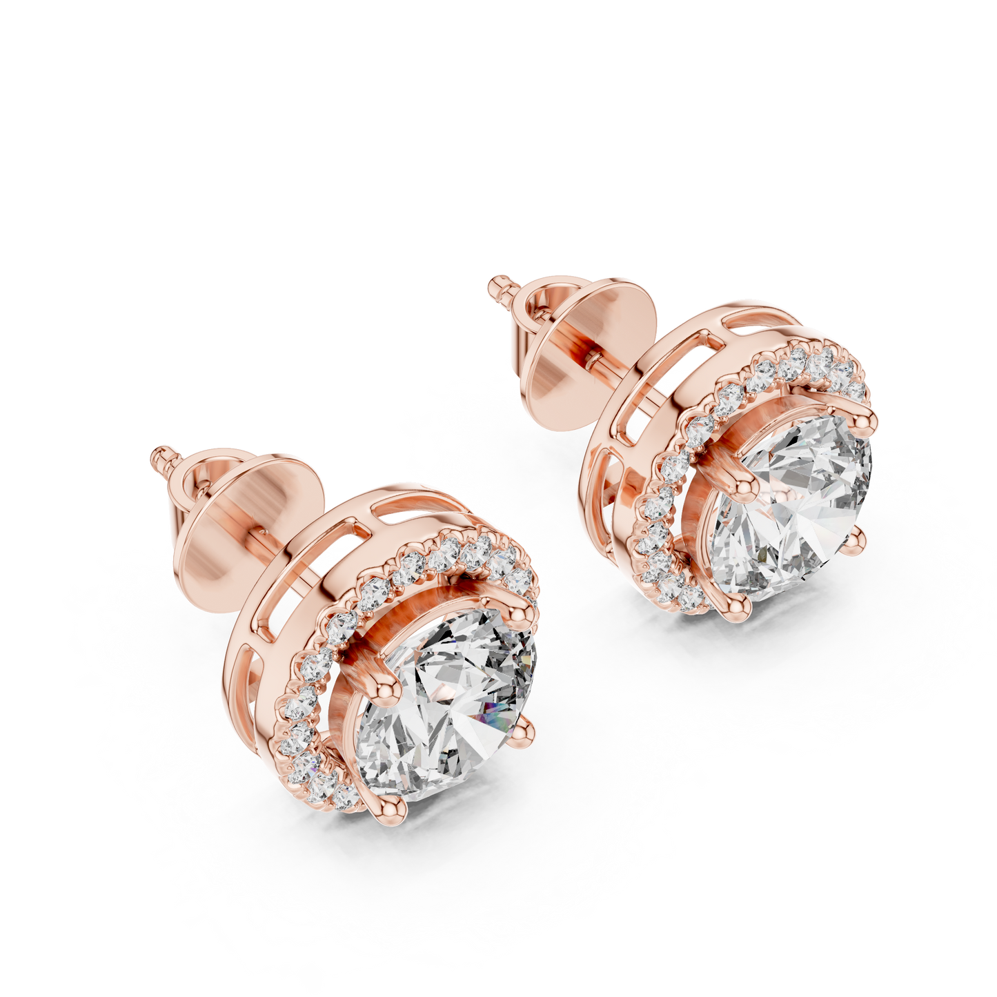 Heritage Halo Stud Earrings Front View