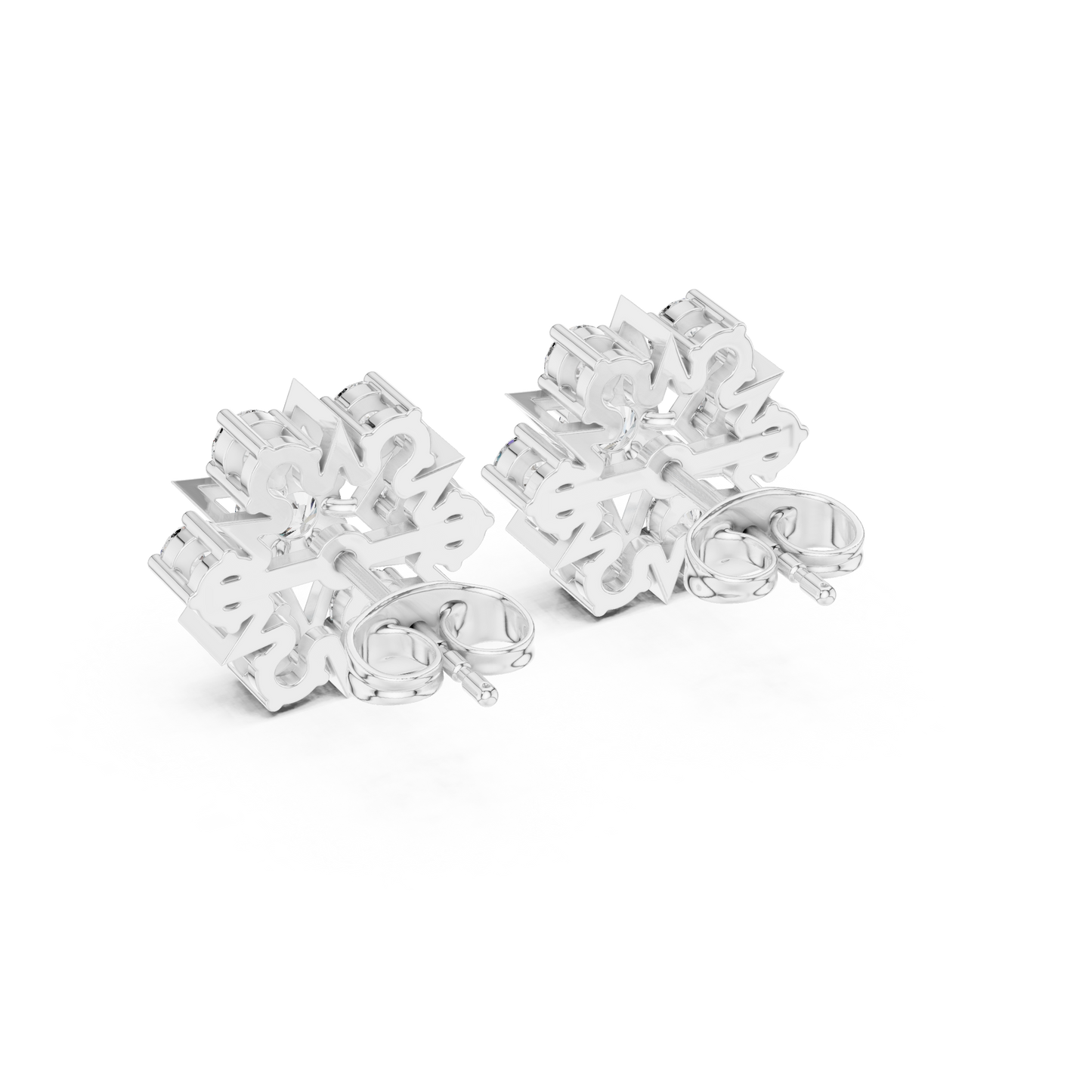 Jewelry scale and measurement photograph showing the dimensions of the cluster earrings in millimeters for clear customer understanding