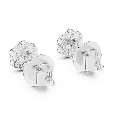 Flower Cluster Diamond Stud Earrings in 925 Sterling Silver | Minimal Luxury Everyday Earrings | Tiny Diamond Flower Stud Earrings | Modern Everyday Gold Jewelry