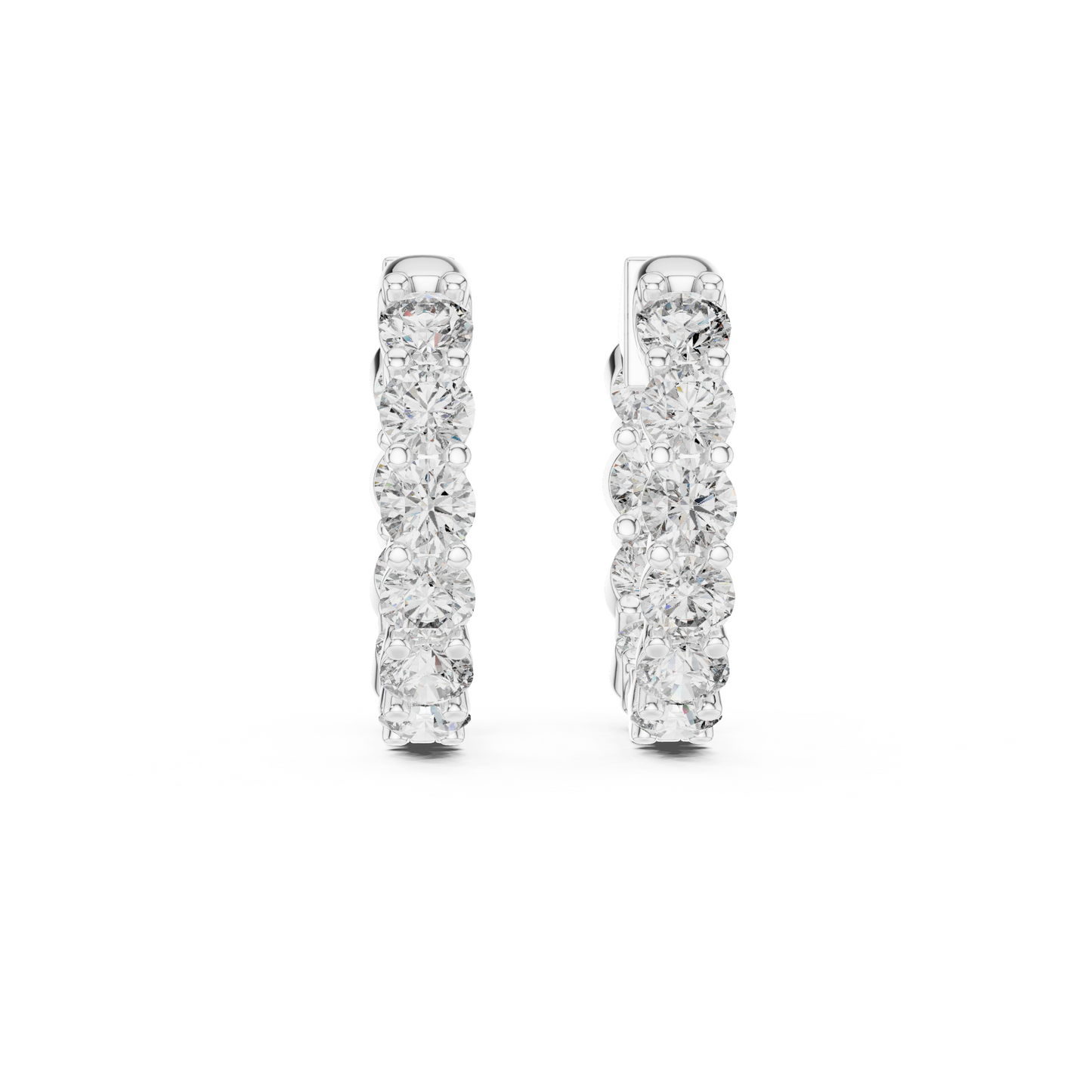 Lab Diamond Gold Huggie Earrings - Secure Latch Back Closure in silver