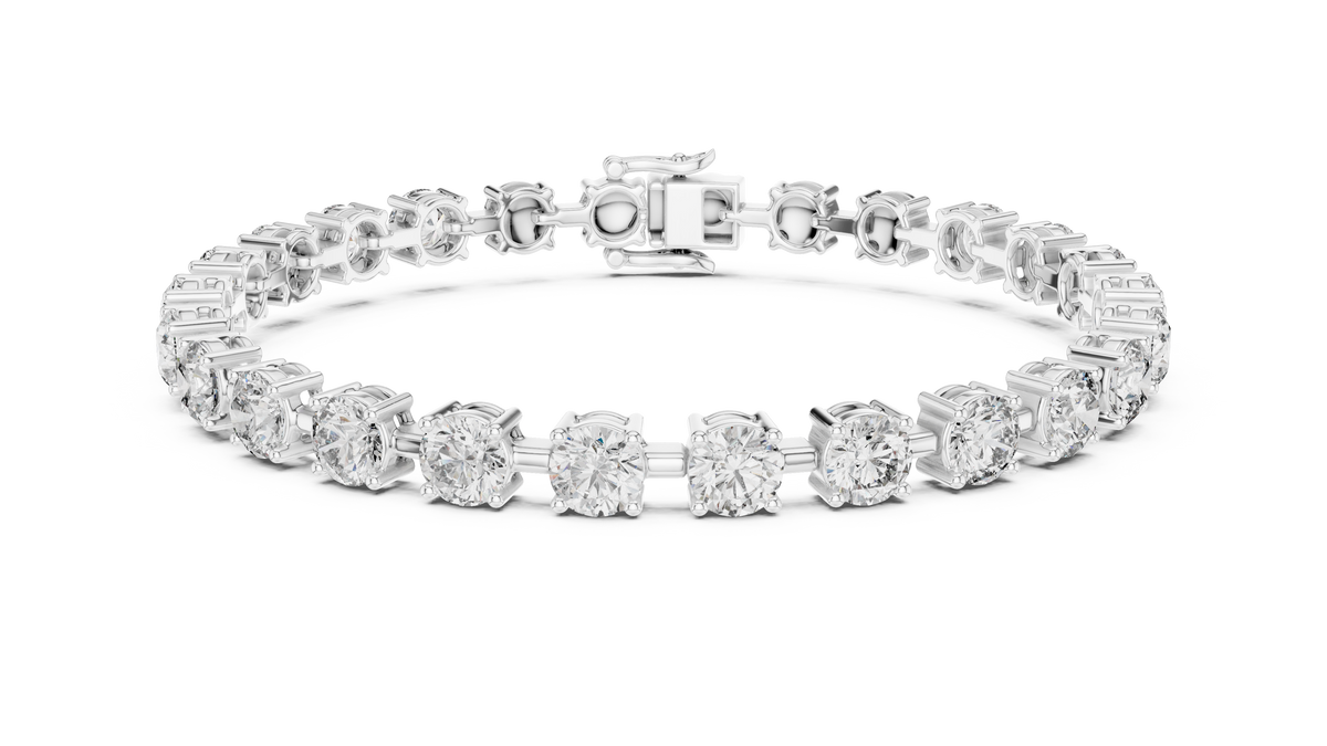 Lab Diamond Tennis Bracelet Clasp Hallmark Close Up