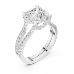 Lab Grown Diamond Split Shank Ring On Hand Model View

