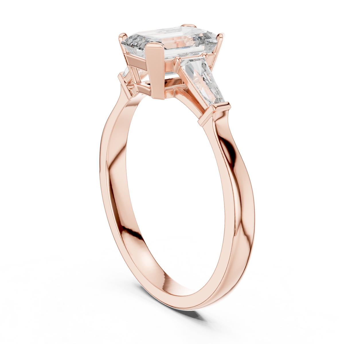 Lab Grown Diamond Three Stone Ring On Hand Model