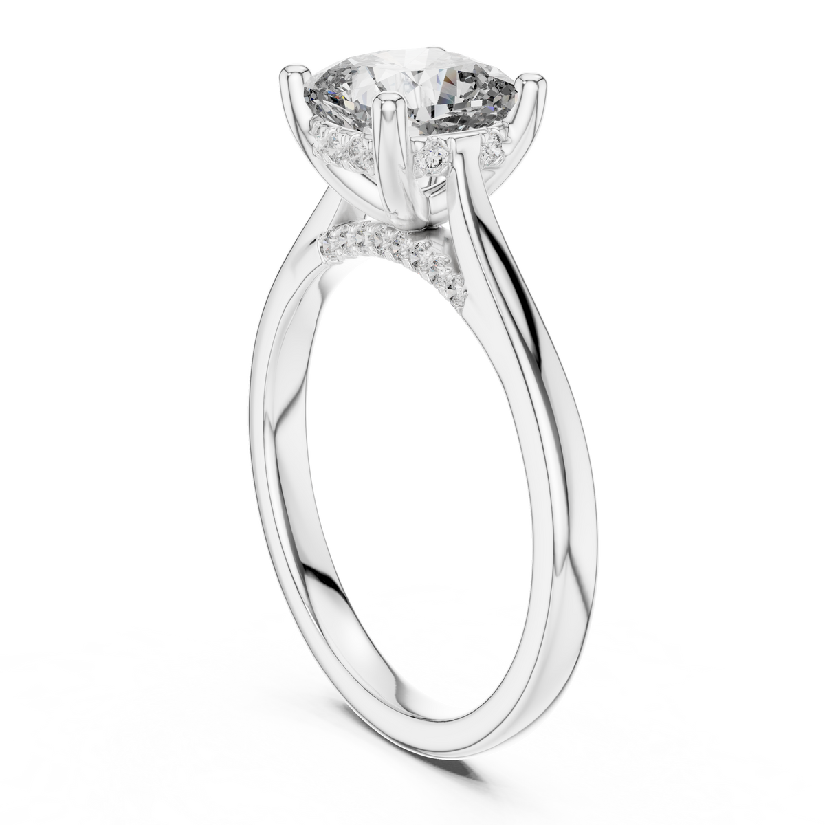 Light reflection view demonstrating maximum sparkle and luster of VVS clarity Cushion lab grown diamond under soft sunlight studio setup.

