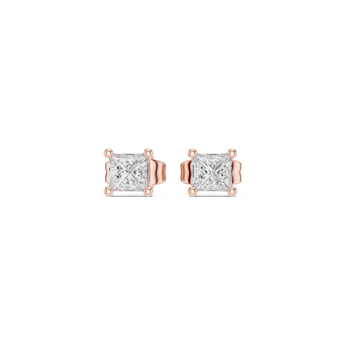 Luxury 14K Gold Lab Grown Diamond Stud Earrings Princess Cut Classic Setting For Her Anniversary Gift Idea