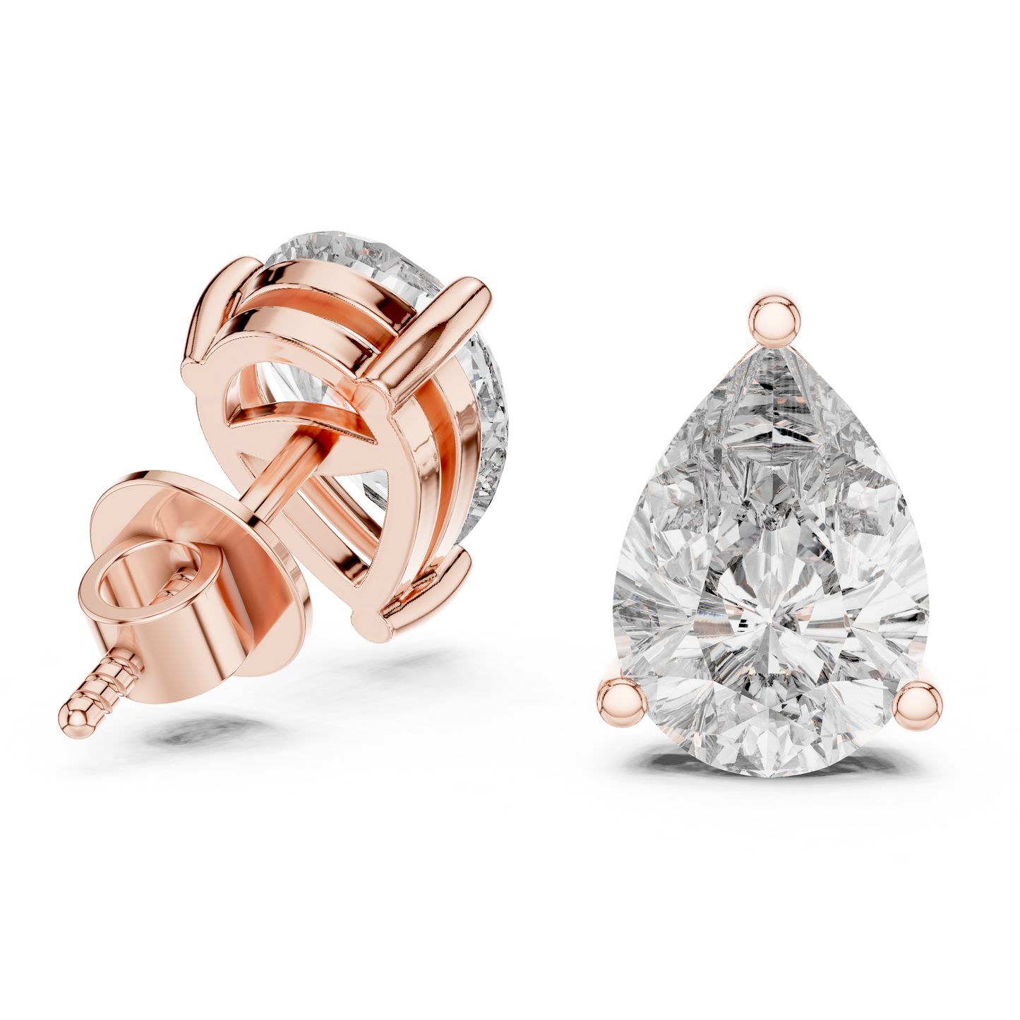 Luxury Pear Cut Diamond Studs Macro View