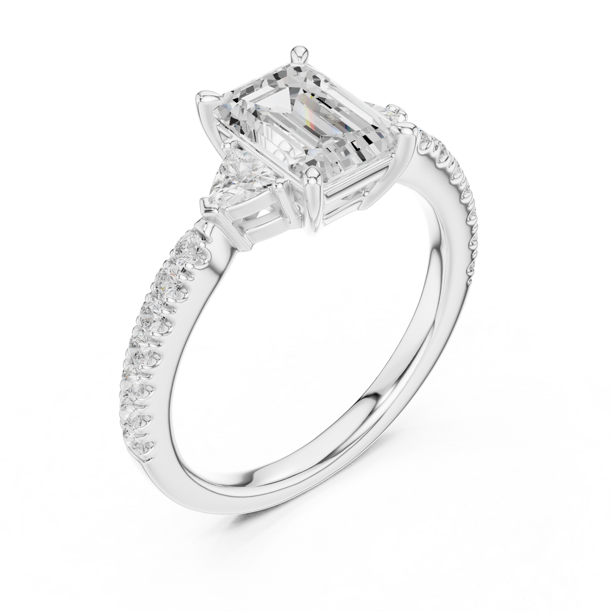 Luxury velvet ring box holding the 14K gold emerald cut diamond engagement ring ready for a romantic surprise proposal gift