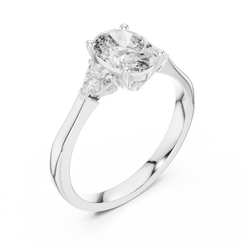 Luxury velvet ring presentation box angle featuring the 14K Gold Oval Lab Diamond Engagement Ring resting elegantly, making it an ideal choice for romantic wedding proposals and anniversary gift giving.