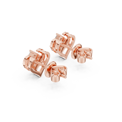 Heart Shape Princess Cut Diamond Stud Earrings in 14K Gold | Minimal Luxury Love Earrings | Princess Cut Cluster Diamond Heart Stud Earrings | Elegant Bridal & Daily Wear