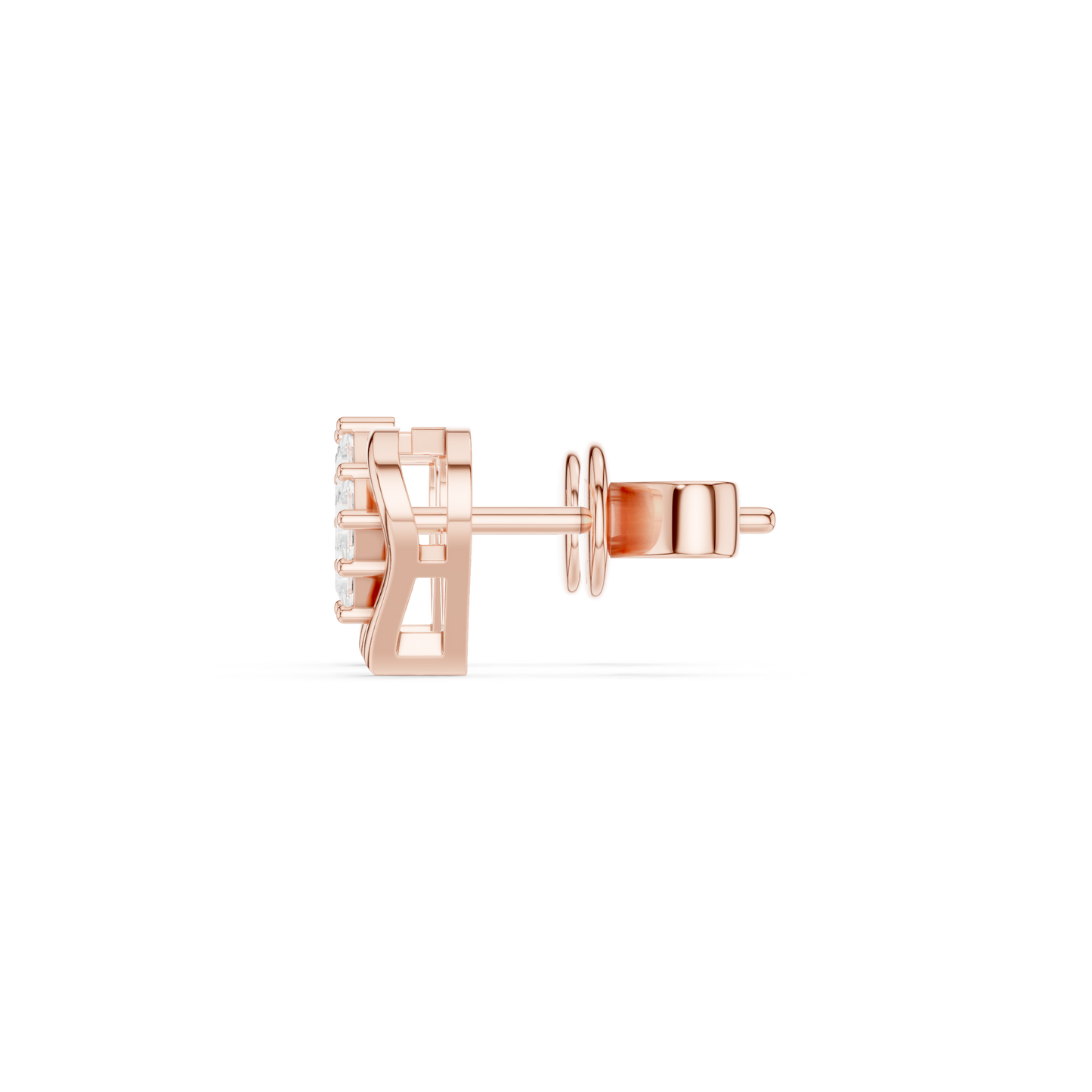 Heart Shape Princess Cut Diamond Stud Earrings in 14K Gold | Minimal Luxury Love Earrings | Princess Cut Cluster Diamond Heart Stud Earrings | Elegant Bridal & Daily Wear