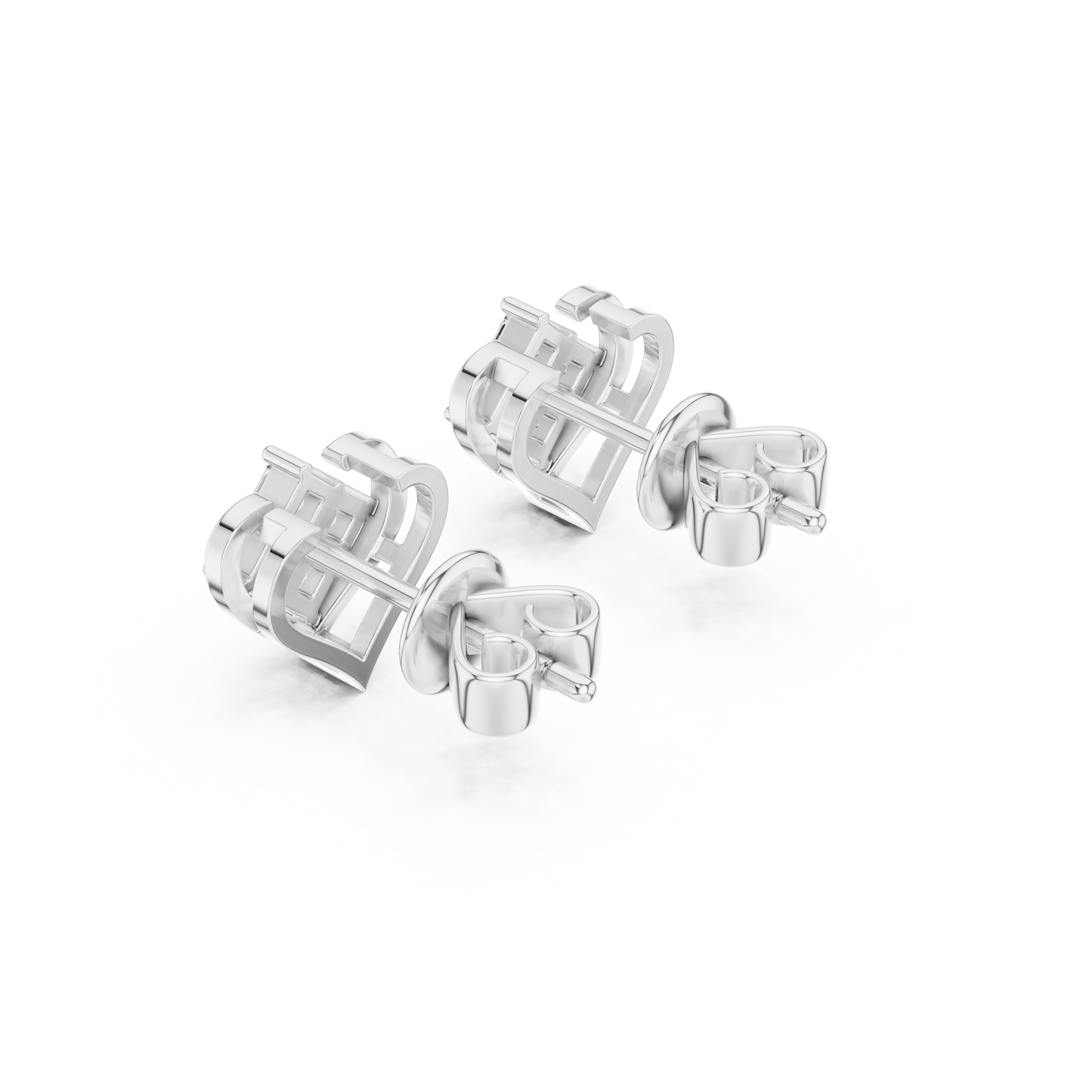 Heart Shape Princess Cut Diamond Stud Earrings in 14K Gold | Minimal Luxury Love Earrings | Princess Cut Cluster Diamond Heart Stud Earrings | Elegant Bridal & Daily Wear