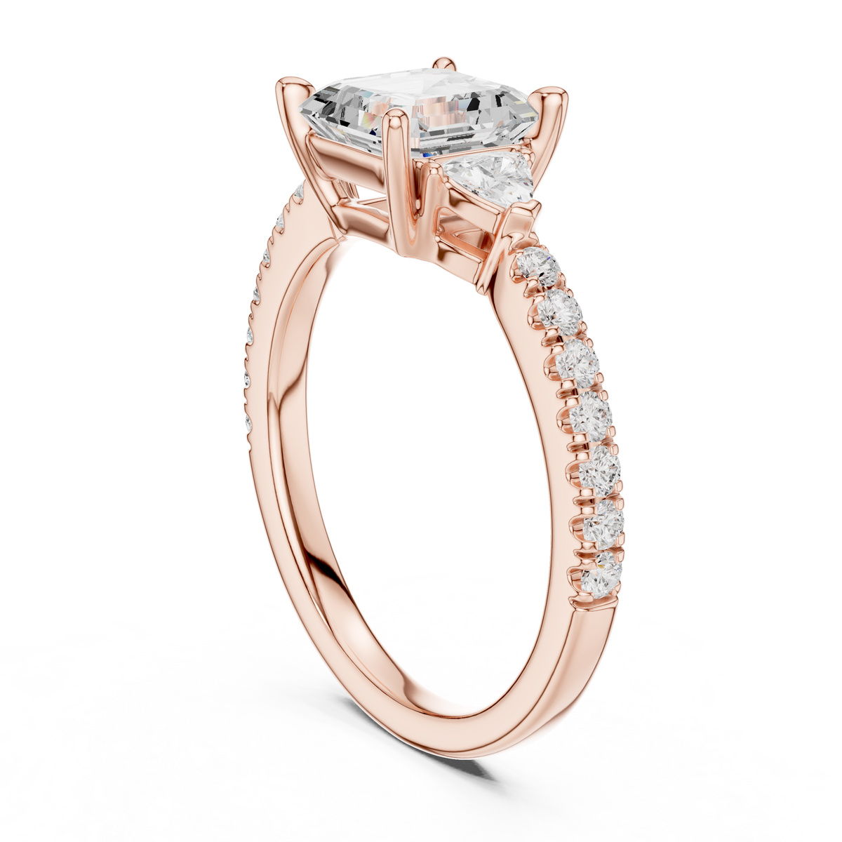 Macro Detail Of Asscher Cut Diamond And Four Prongs