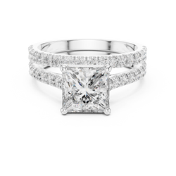 Macro detail of the band on the 14K Gold Lab Grown Diamond ring revealing the precision-set pave diamonds and high-polished gold finish reflecting natural light beautifully

