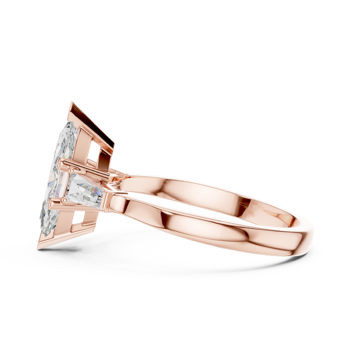 Marquise Cut Lab Diamond Baguette Accent Stones Close Up