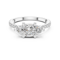 Marquise Diamond Engagement Ring Pave Band Detail