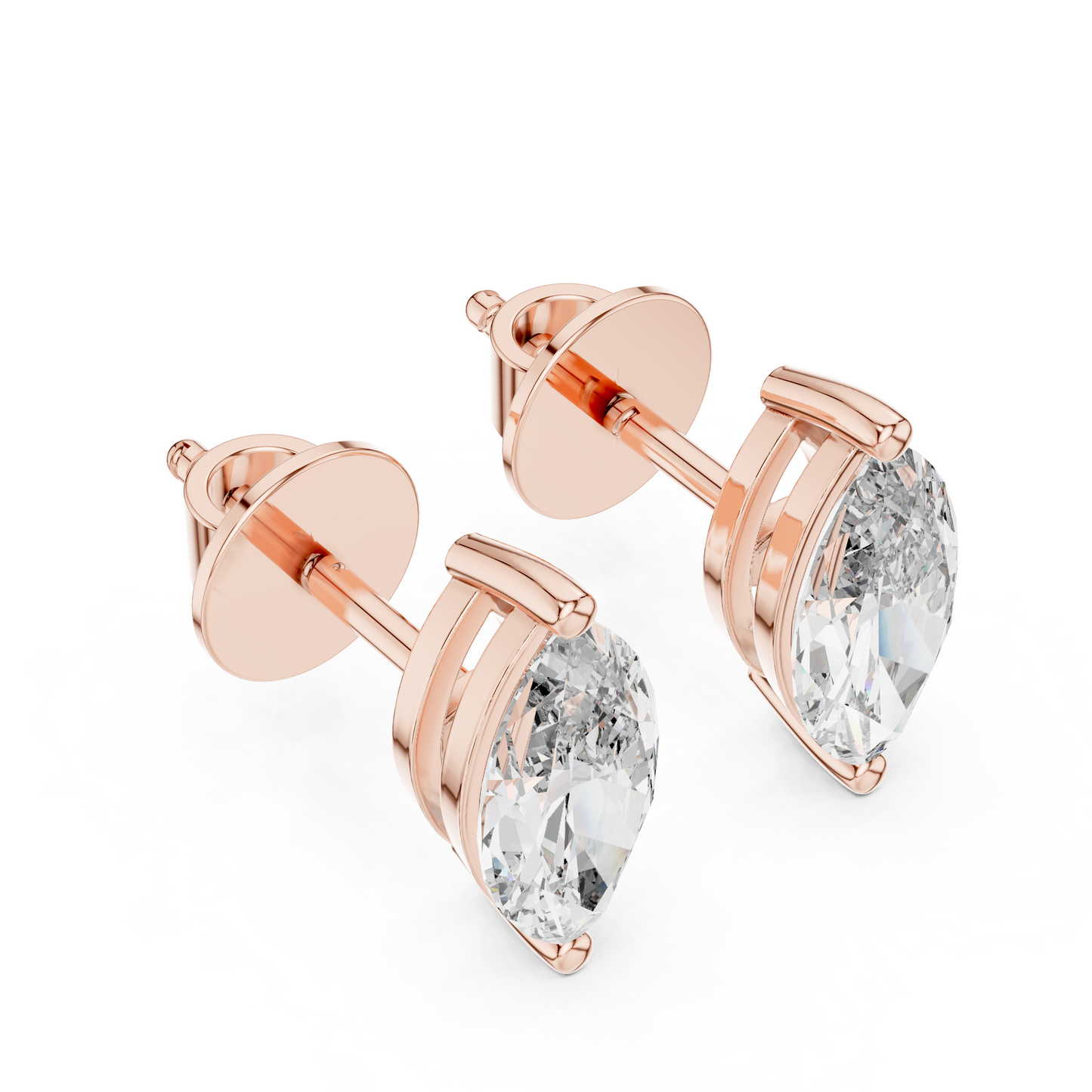 Marquise Lab Diamond Studs Front View