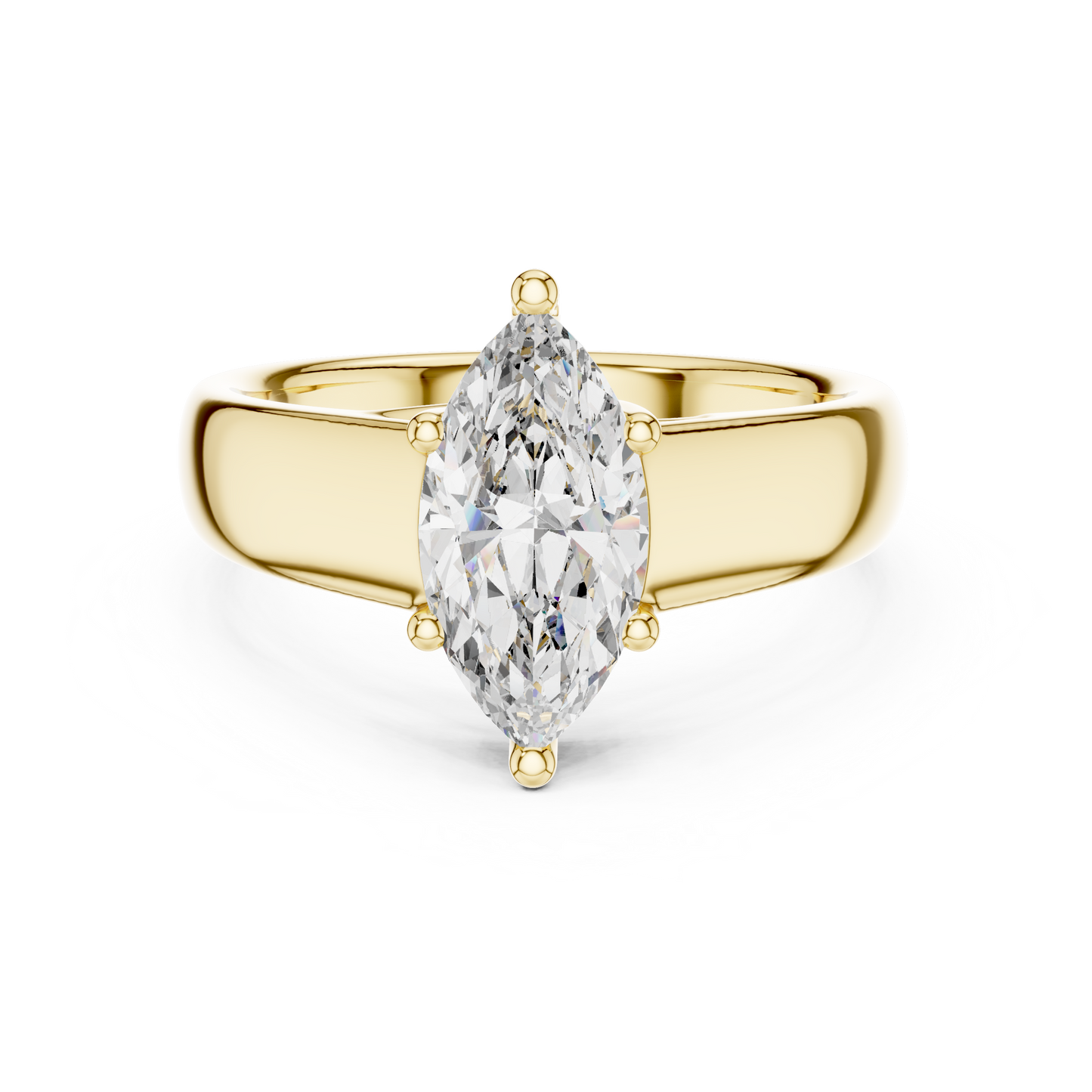 Measurement Reference View Of 12x6mm Marquise Lab Diamond Solitaire Ring On White Background For Online Jewelry Store Listing