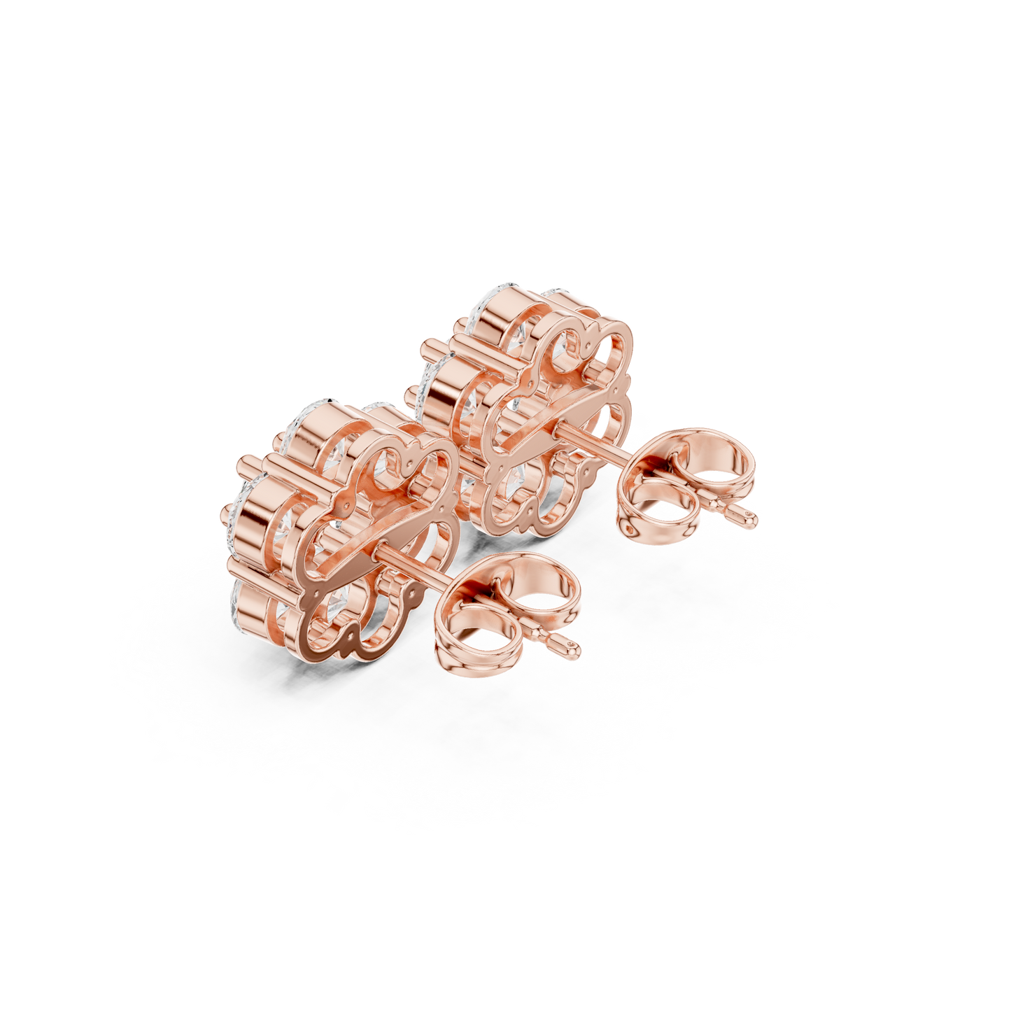 Minimalist Floral Diamond Cluster Studs In 14K Gold For Bridal And Daily Wear Use
