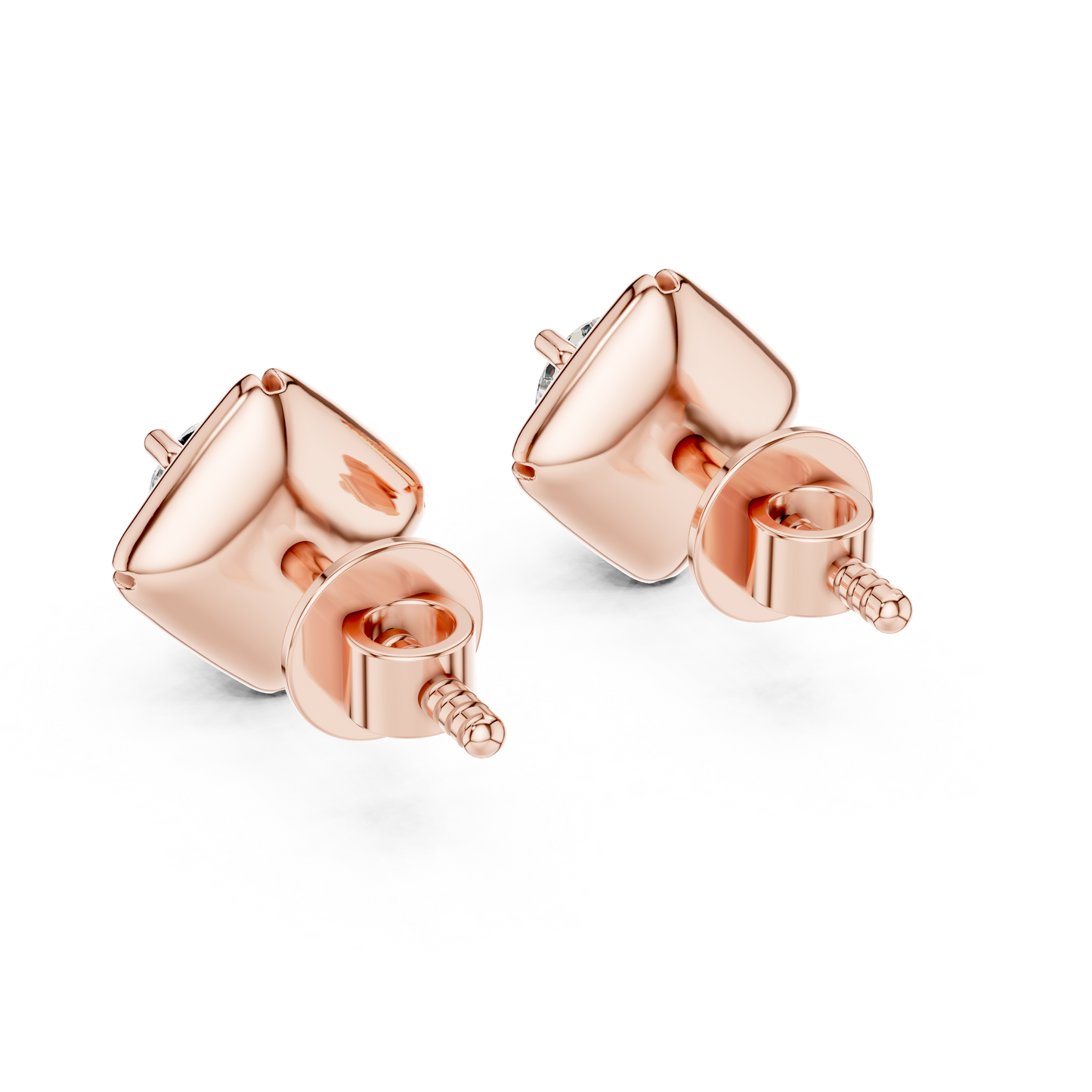 Minimalist Gold Diamond Earrings On Model