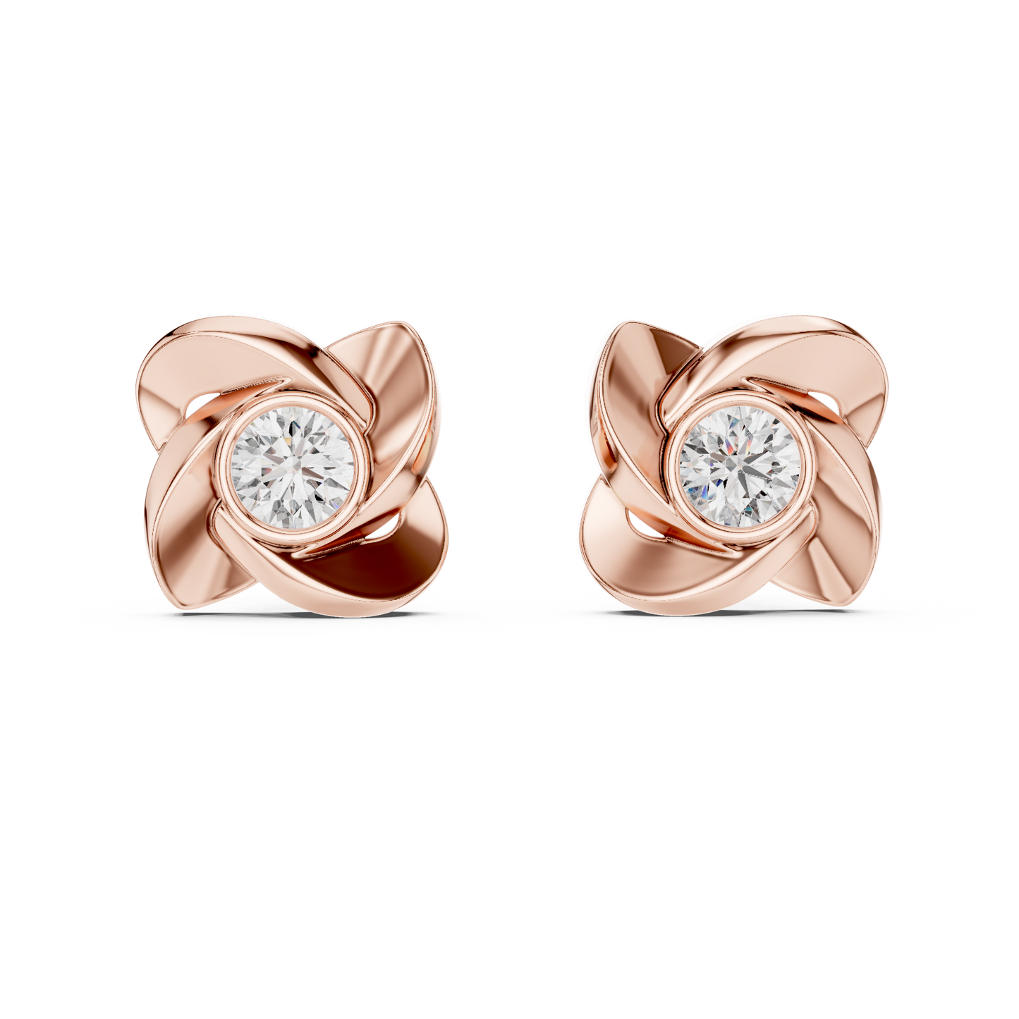 Minimalist Gold Flower Diamond Studs
