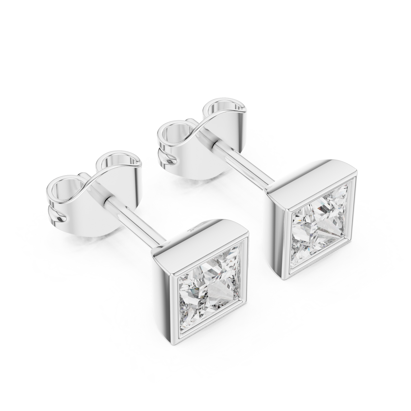 Modern Lab Grown Diamond Stud Earrings silver