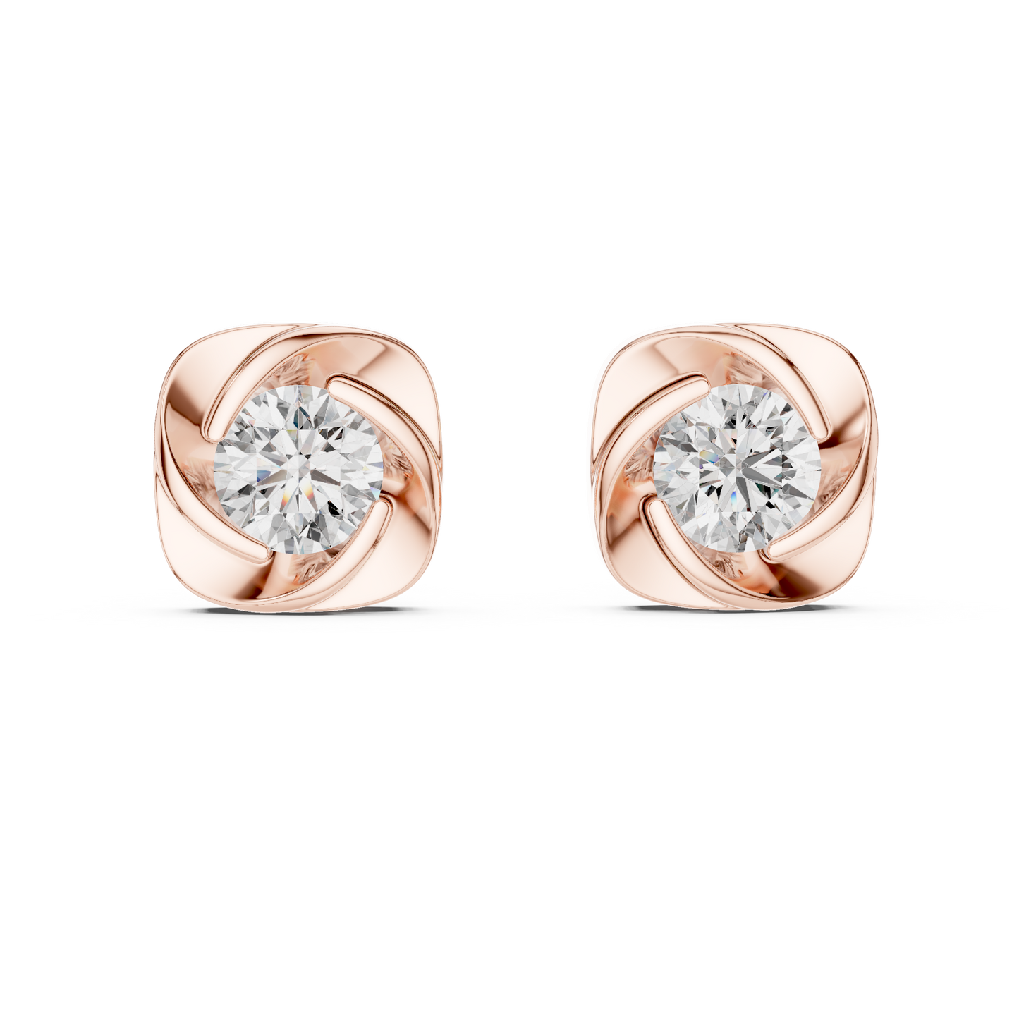 Modern Minimalist Gold Diamond Studs Close Up