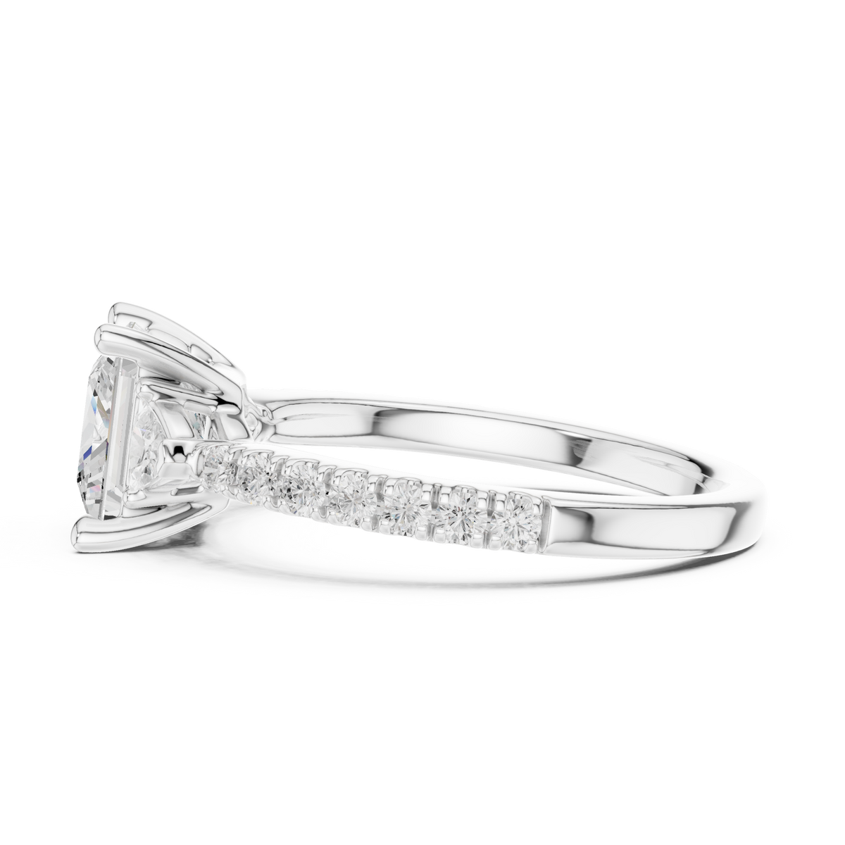 Open velvet box perspective of a Princess Cut Lab Diamond Ring highlighting pristine presentation packaging and premium quality engagement ring craftsmanship designed for US e-commerce customers.