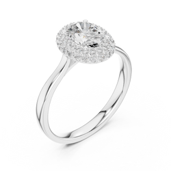 Oval Diamond Halo Ring in Luxury Velvet Gift Box