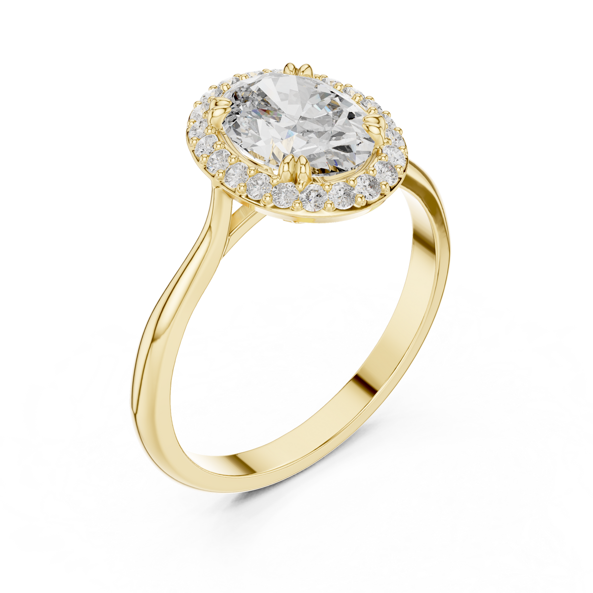 Oval Halo Engagement Ring Oval Cut Lab Grown Diamond 1.00Ct — Luxury HBPRESTIGE JEWELS gift box presentation displaying the oval halo engagement ring resting securely in plush black velvet interior, creating a memorable gift unboxing experience for a cathedral shoulder promise ring.
