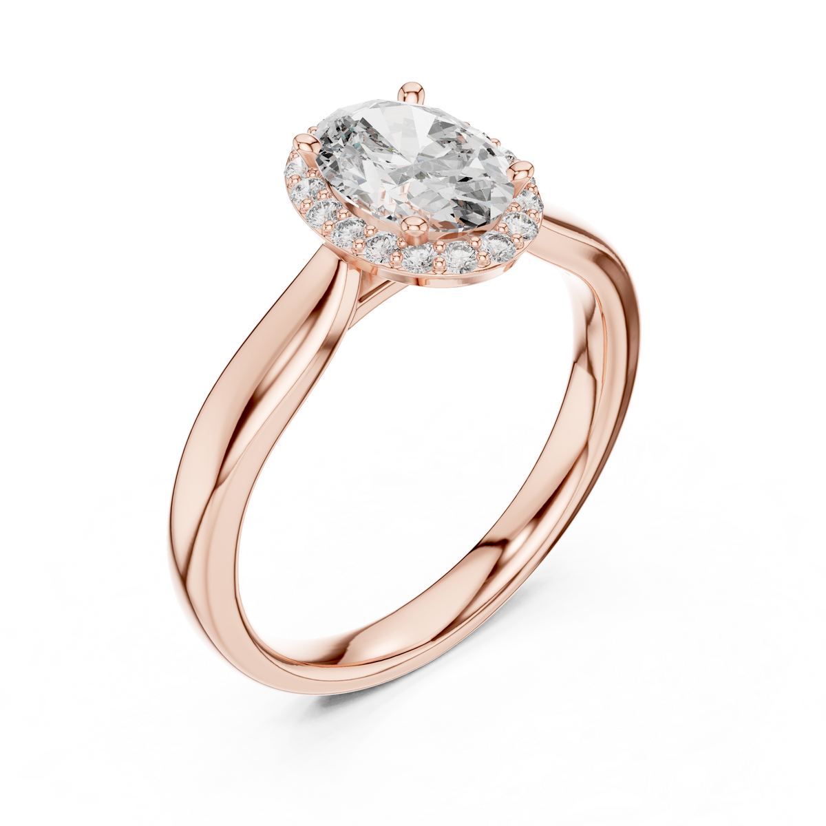 Oval Halo Lab Diamond Ring Profile Angle View