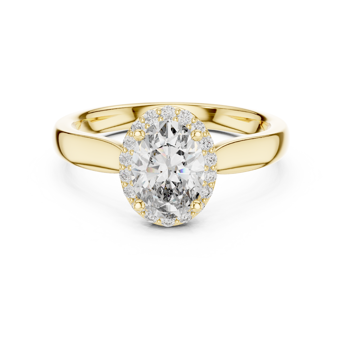 Oval Lab Diamond Halo Ring Measurement Scale View