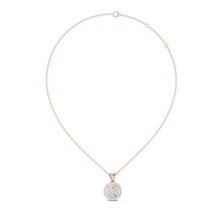 Solitaire Halo Diamond Necklace | Lab Created Fine Jewelry | Elegant Gift For Her Women